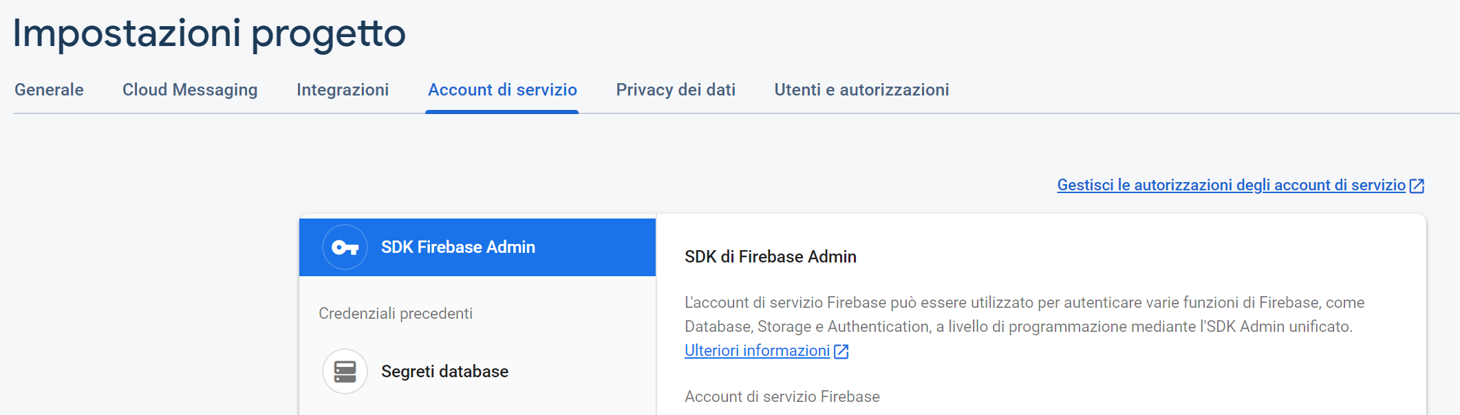 Firebase service account